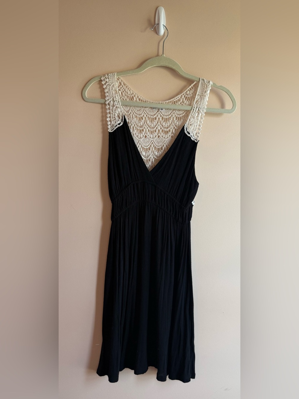 Ocean Drive Black Maxi Dress with Ivory Crochet Back
